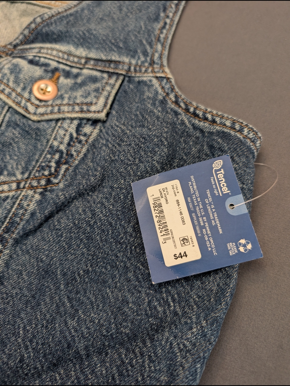 Arizona Jean Co L Denim Crop Vest NWT Blue Jean Button Front Y2K Boho 90s - Picture 6 of 7